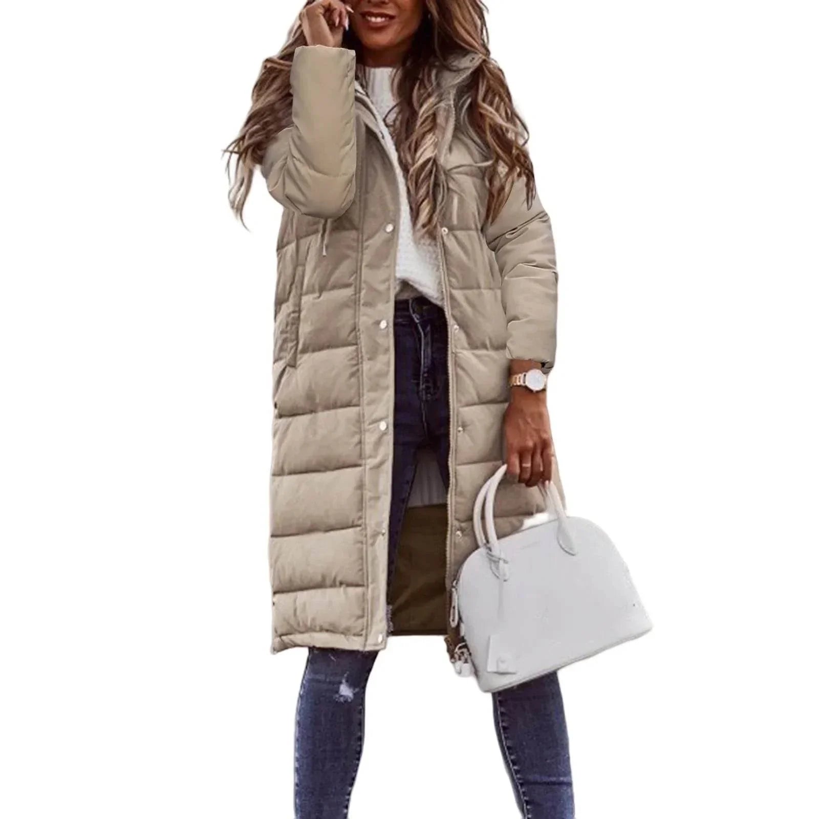 Hooded Single-Breasted Mid-Length Cotton Coat for Women - ZA-Zola
