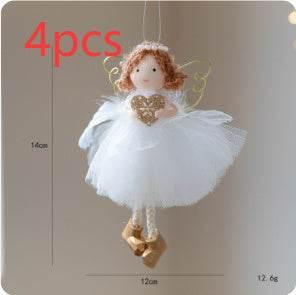 Christmas Angel Girl Pendant White Tulle Skirt & Golden Wings - ZA-Zola