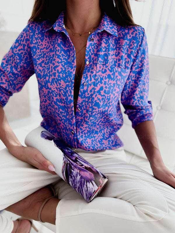 Long Sleeve V-Neck Printed Shirt – ZA-Zola - ZA-Zola