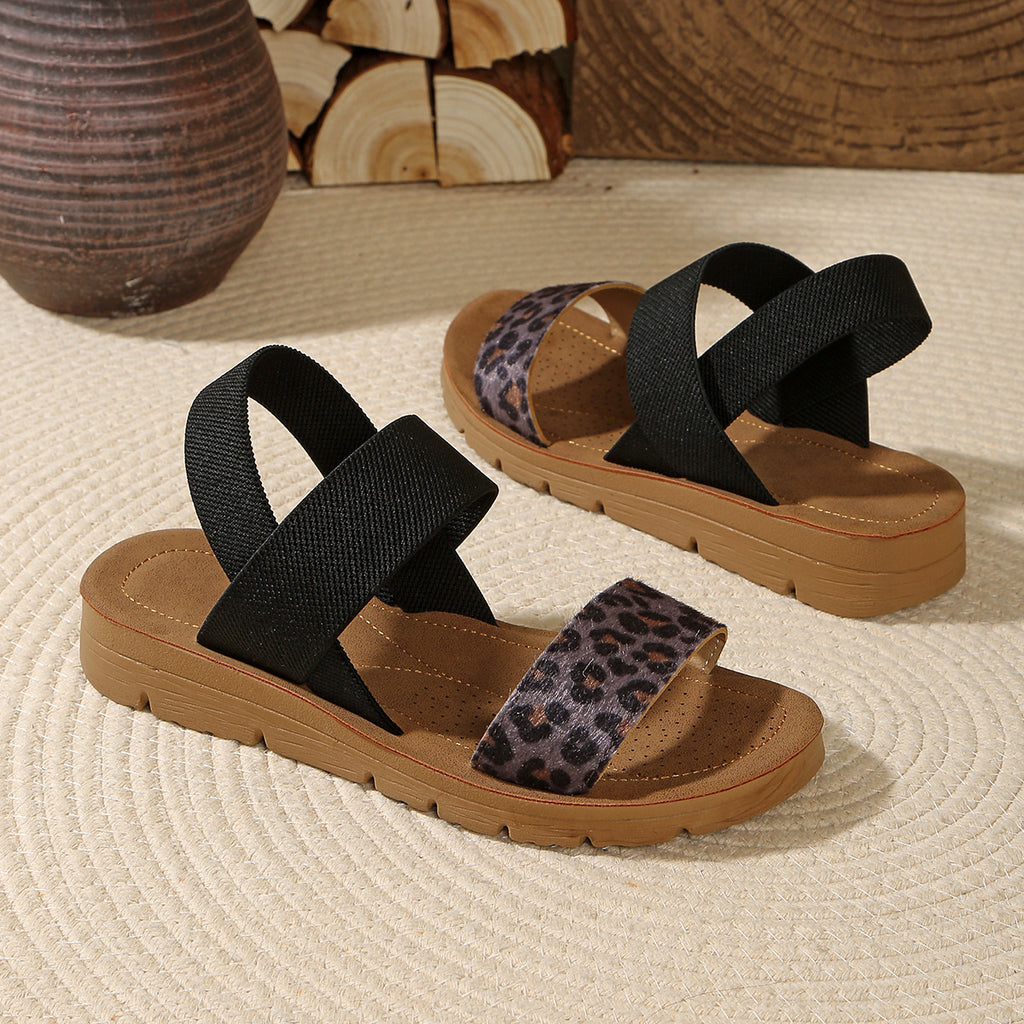 Women’s Roman Elastic Waistband Flat Slippers Summer Style