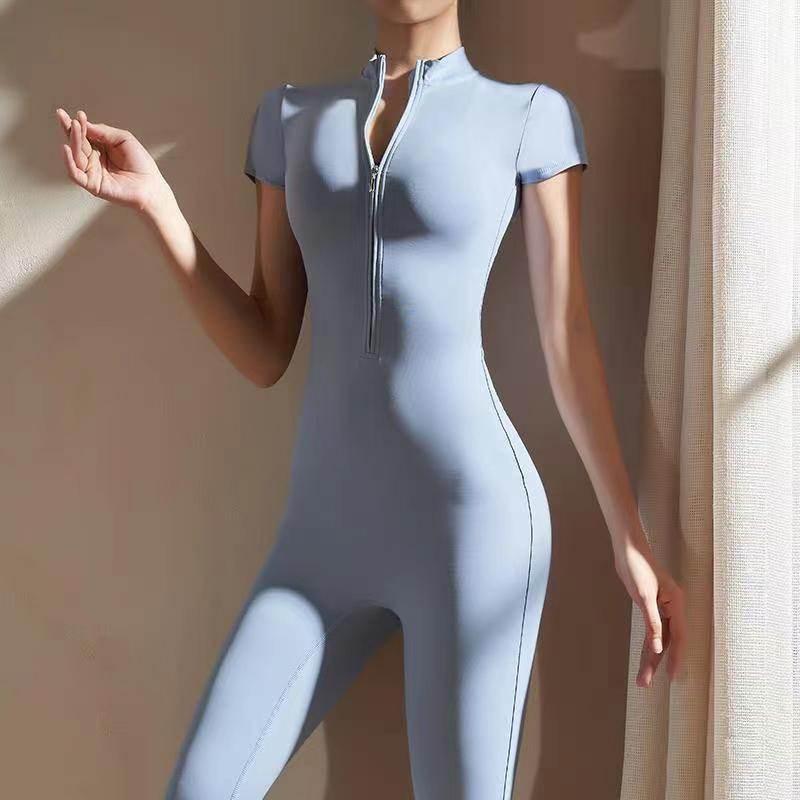 European Long-Sleeved Zipper Yoga Jumpsuit – Women’s Fitness Wear - ZA-Zola