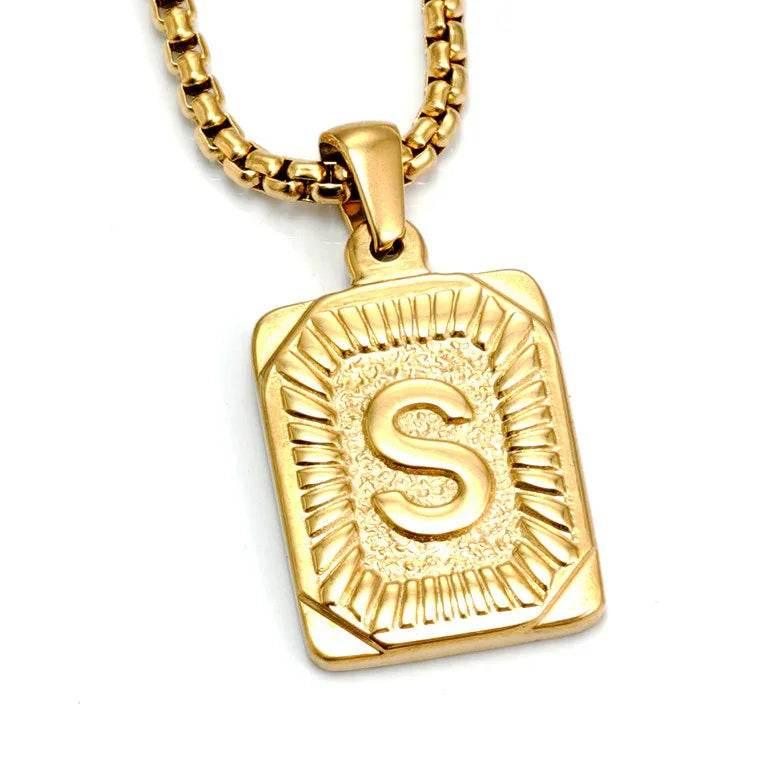 18K Gold Letter Pendant Pearl Chain Necklace - ZA-Zola