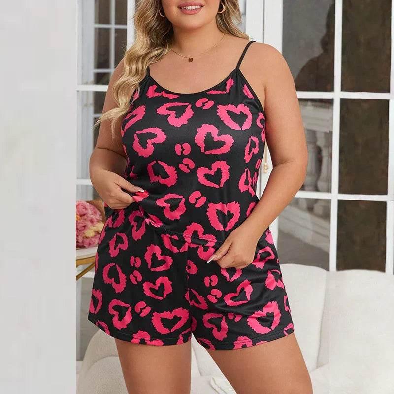 Plus Size Heart Print Shorts Set | Shop Now - ZA-Zola