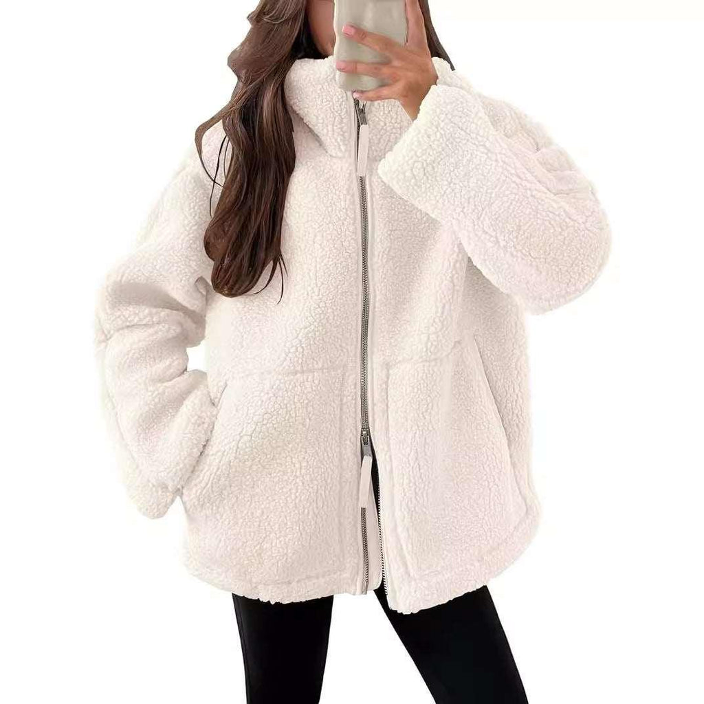 Winter Fleece Jacket Women | Lapel Zip-Up Coat - ZA-Zola