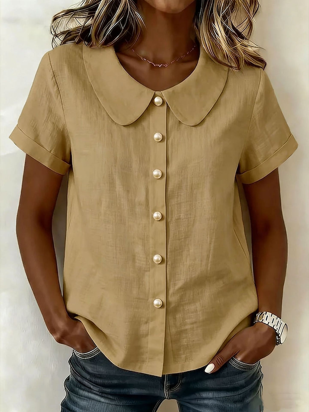 Solid Loose Cotton Linen Shirt | Women Casual