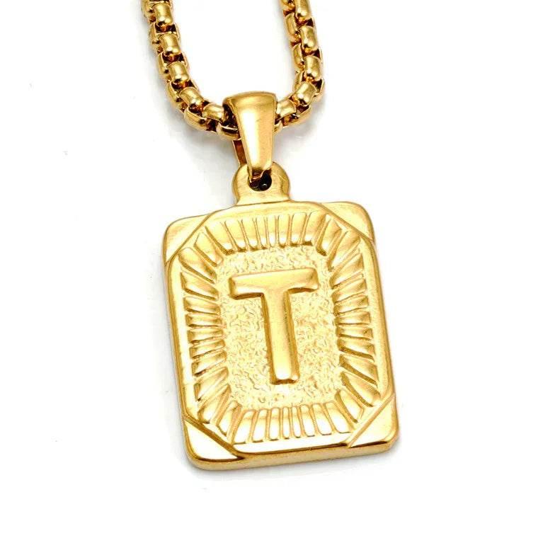 18K Gold Letter Pendant Pearl Chain Necklace - ZA-Zola