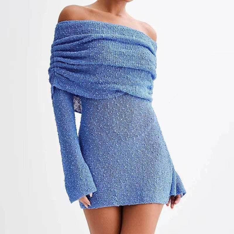 Knitted Off-Shoulder Bodycon Mini Dress - ZA-Zola