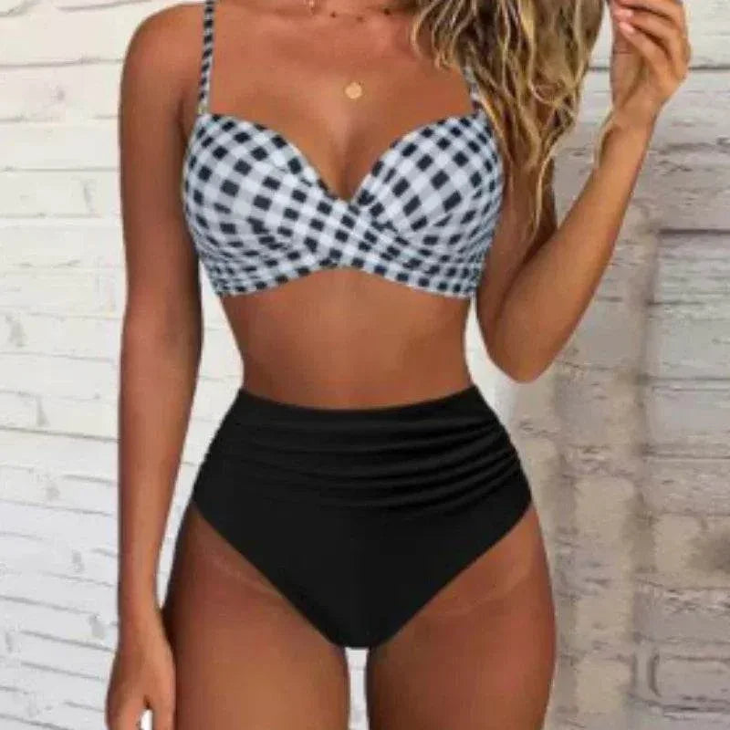Printed High Waist Push-Up Bikini Set - ZA-Zola