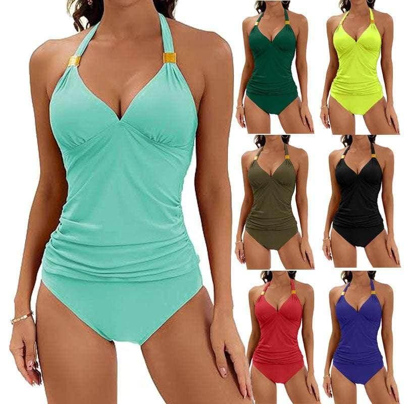 2pcs V Neck Halter Bikini Set – Summer Swimwear - ZA-Zola