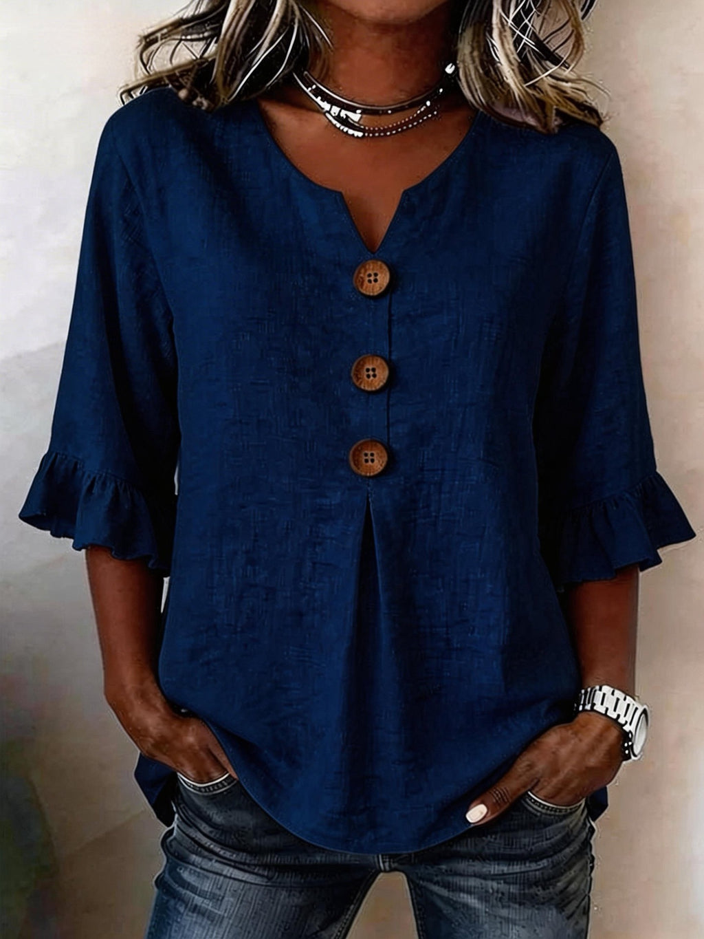 Ruffled V-Neck Summer Top | Women’s Casual Wear