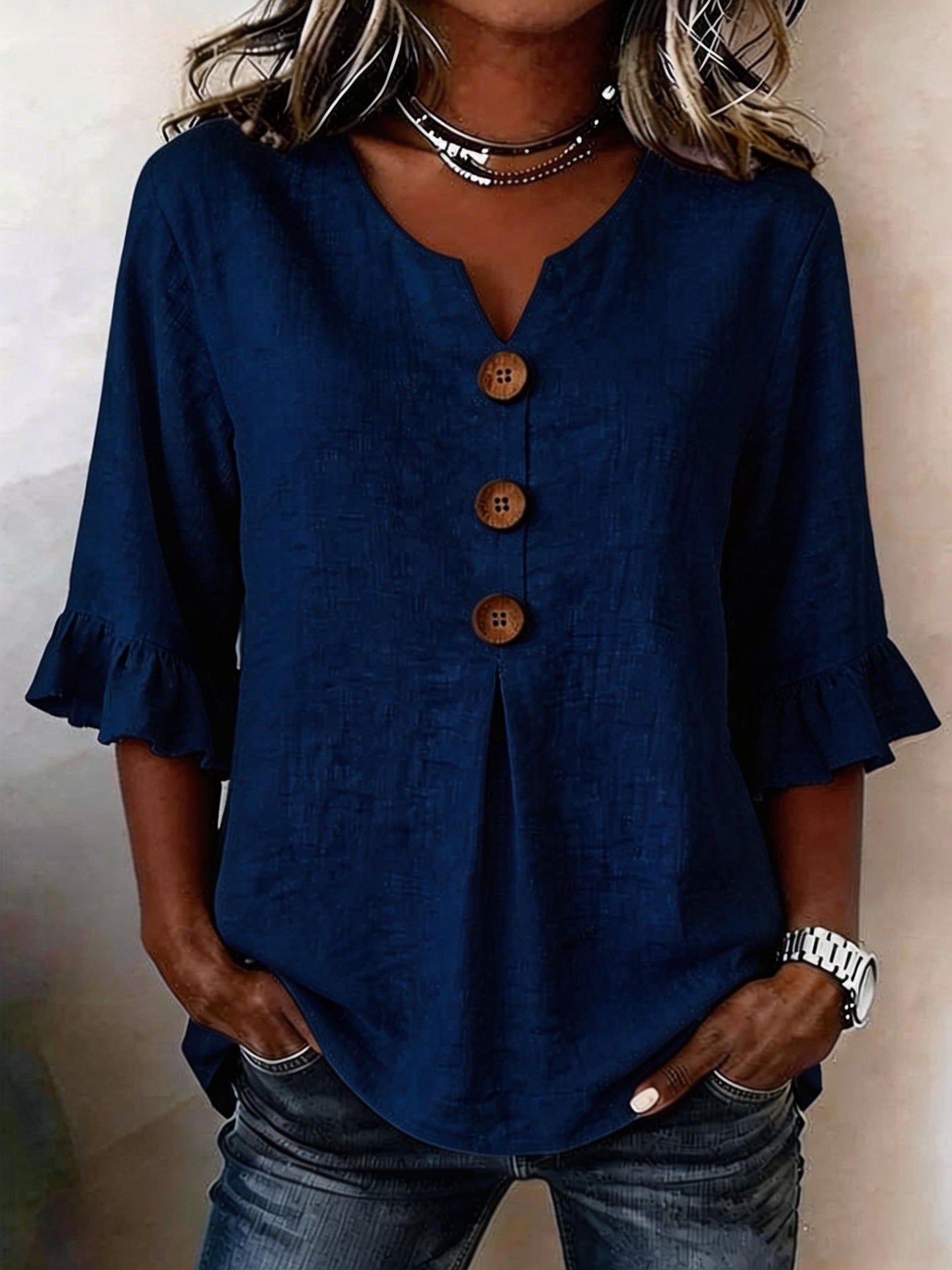 Ruffled V-Neck Summer Top | Women’s Casual Wear