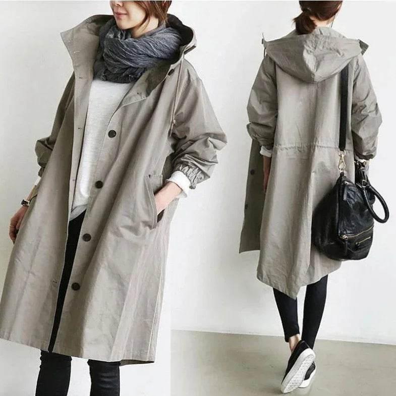 Casual Women's Windbreaker – Mid-Length Long Sleeve Jacket - ZA-Zola