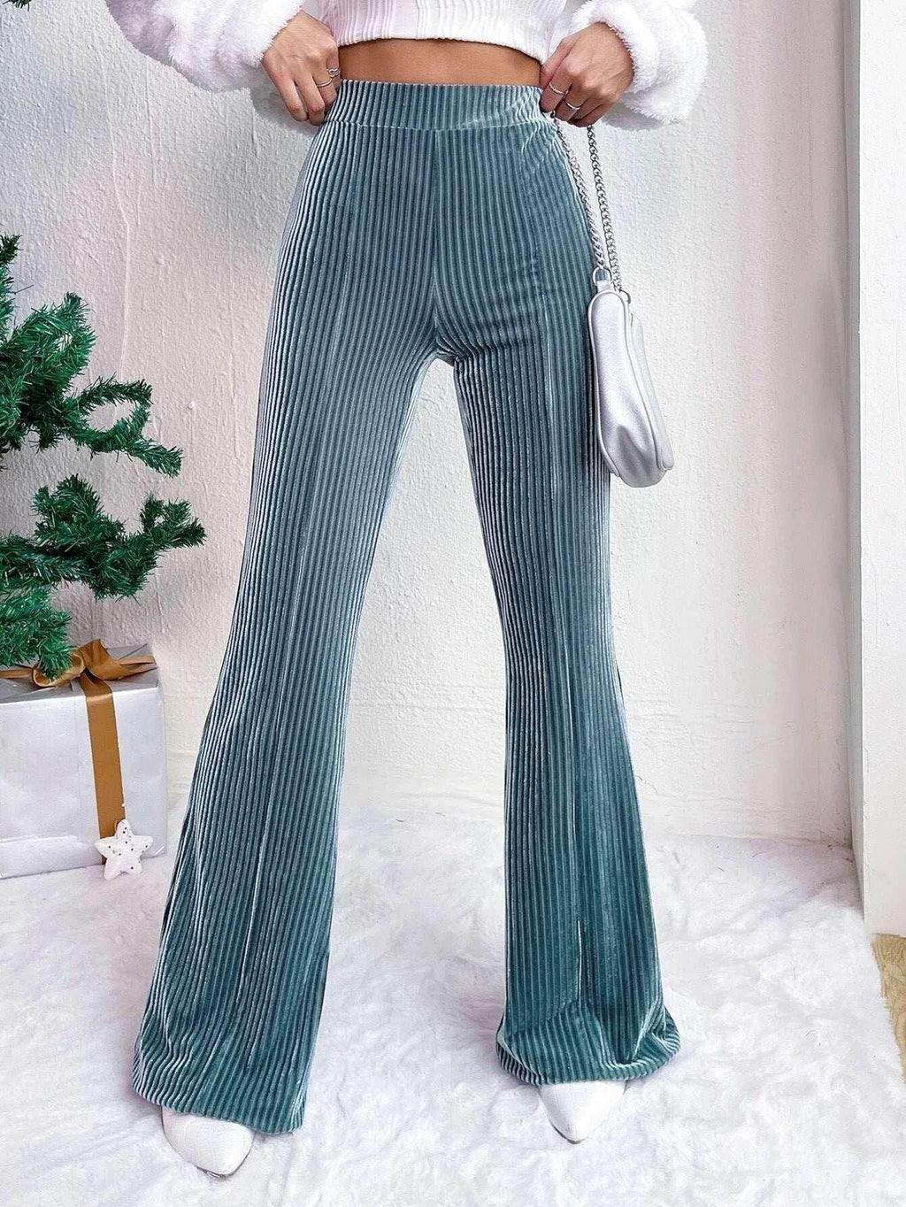 High Waist Corduroy Bell-Bottom Pants - ZA-Zola