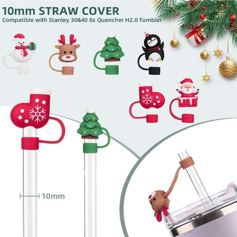 Christmas Straw Cover | 10mm Silicone Dust Cap Cup Accessory - ZA-Zola