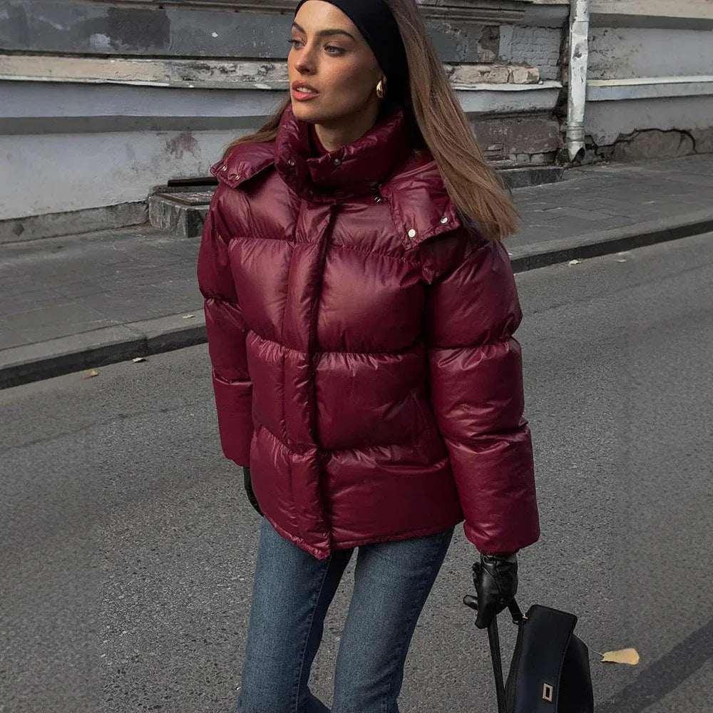 Women Hooded Cotton Jacket – Warm Stand Collar Commuter Coat - ZA-Zola