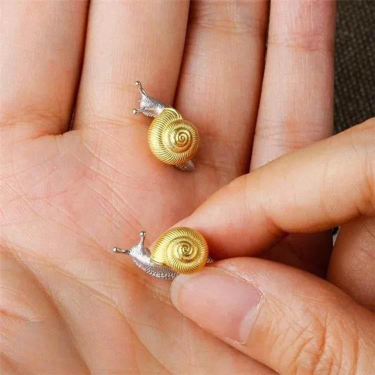 Gold Snail Ear Studs – Unique Carved Earrings for Women - ZA-Zola