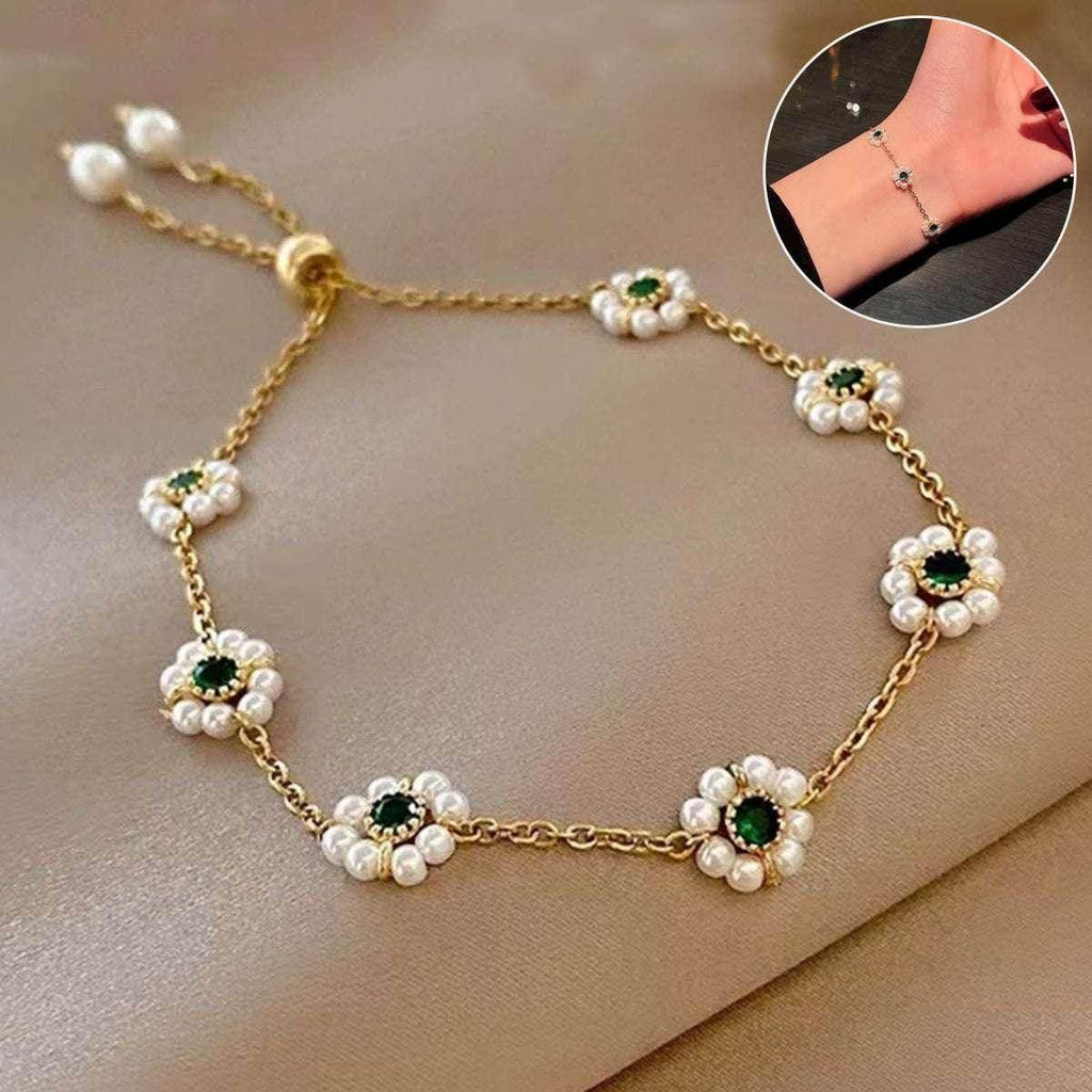 Floral Pearl Bracelet | Adjustable Chain - ZA-Zola
