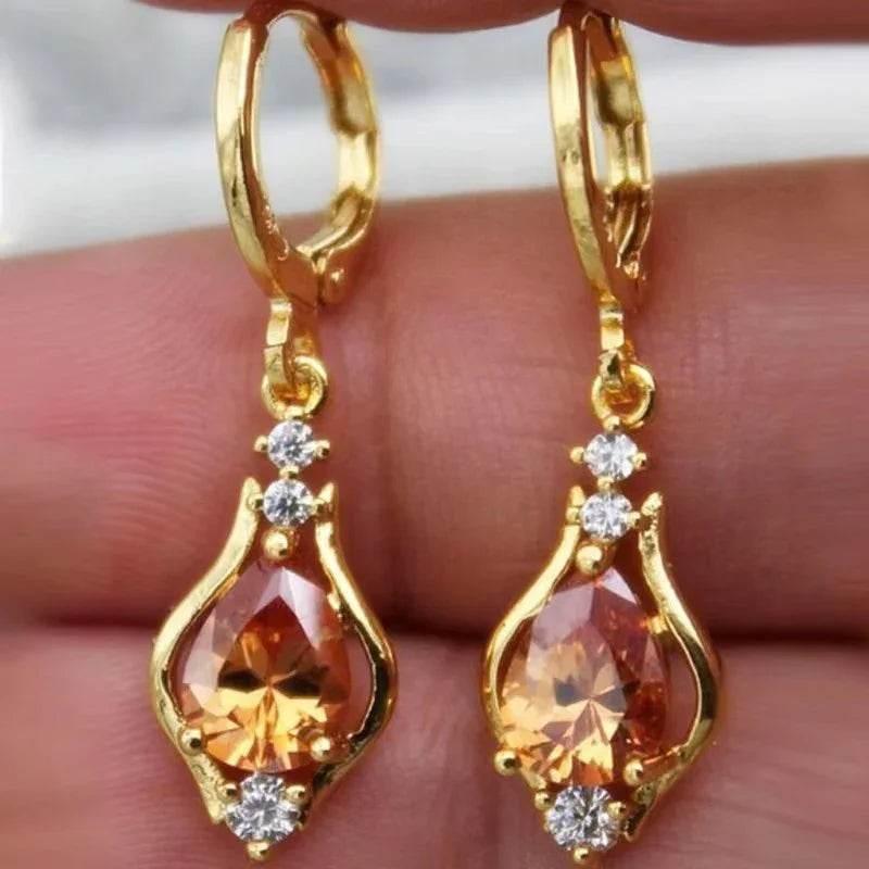 Elegant Purple Zircon Drop Earrings for Women - ZA-Zola