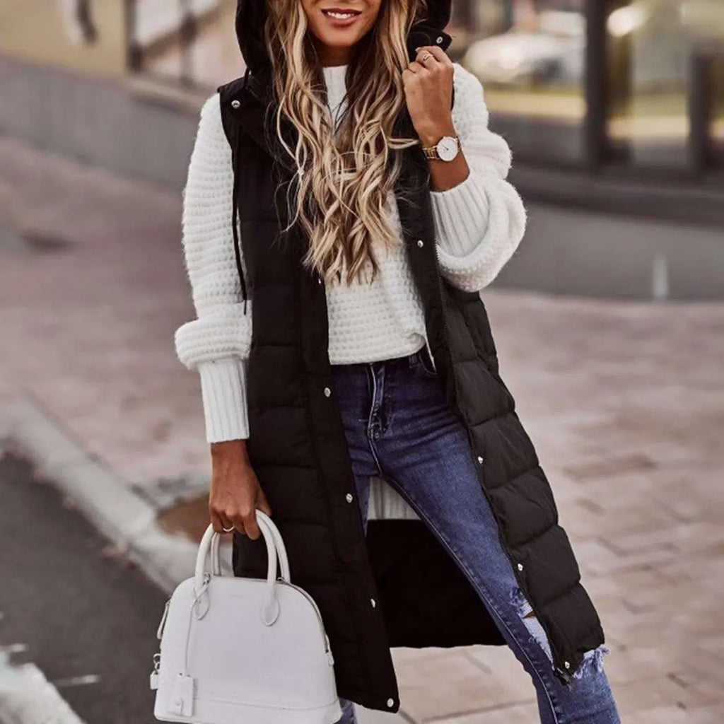 Women Sleeveless Down Jacket – Long Winter Puffer Coat - ZA-Zola