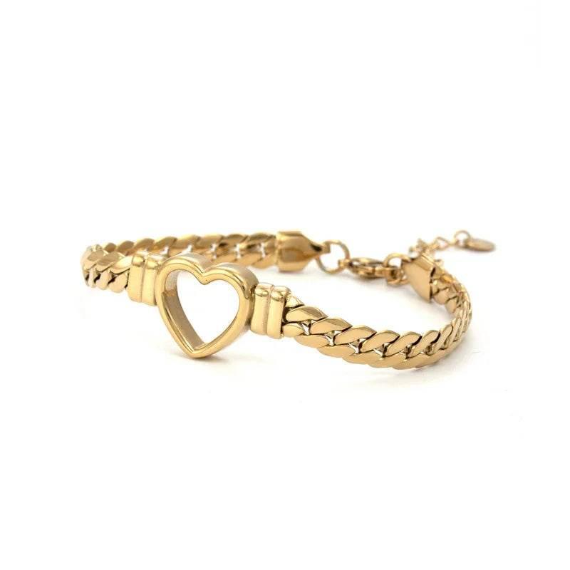 Hollow Heart Titanium Steel Bracelet | Unisex Jewelry - ZA-Zola