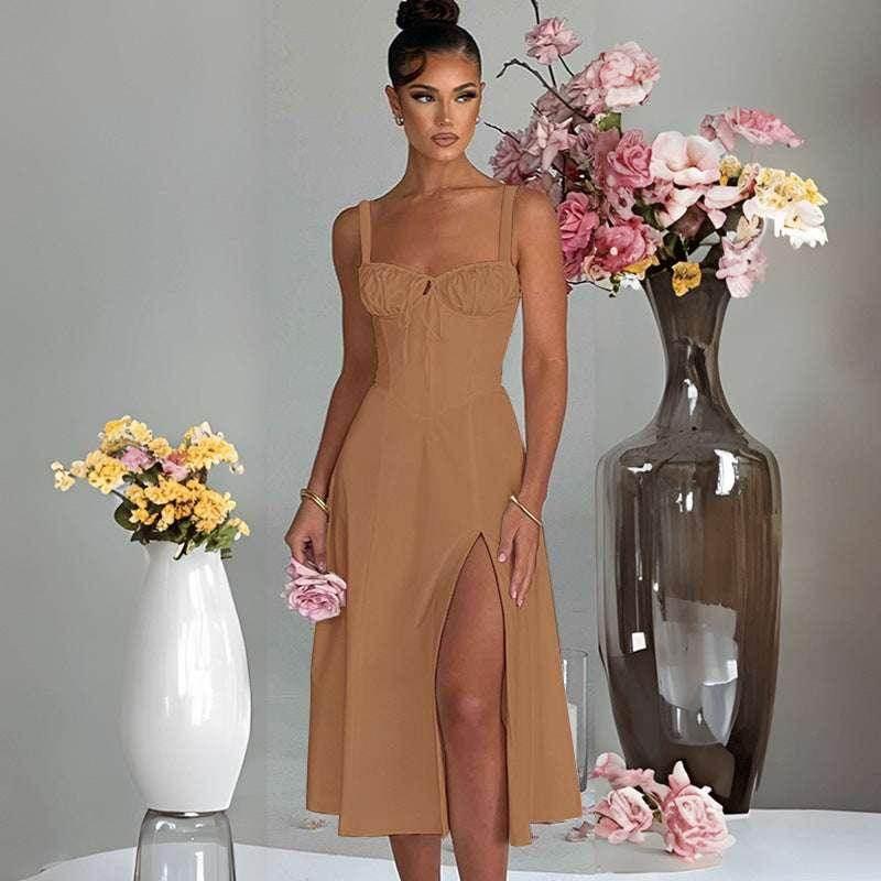 Casual Lace-Up Slim Fit Sling Dress - Elegant Style - ZA-Zola