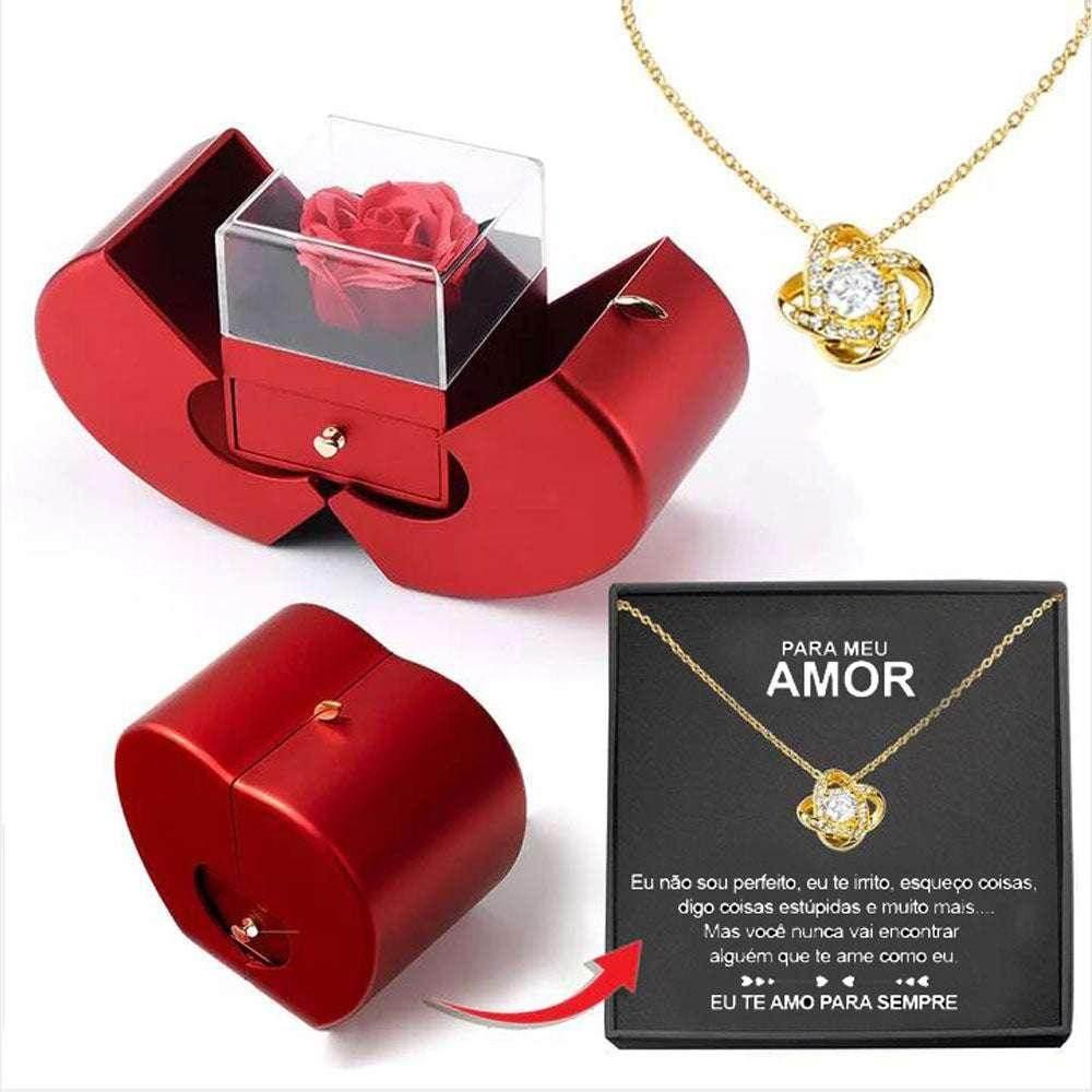 Eternal Rose Necklace Gift Box – Apple Shaped Jewelry Box - ZA-Zola