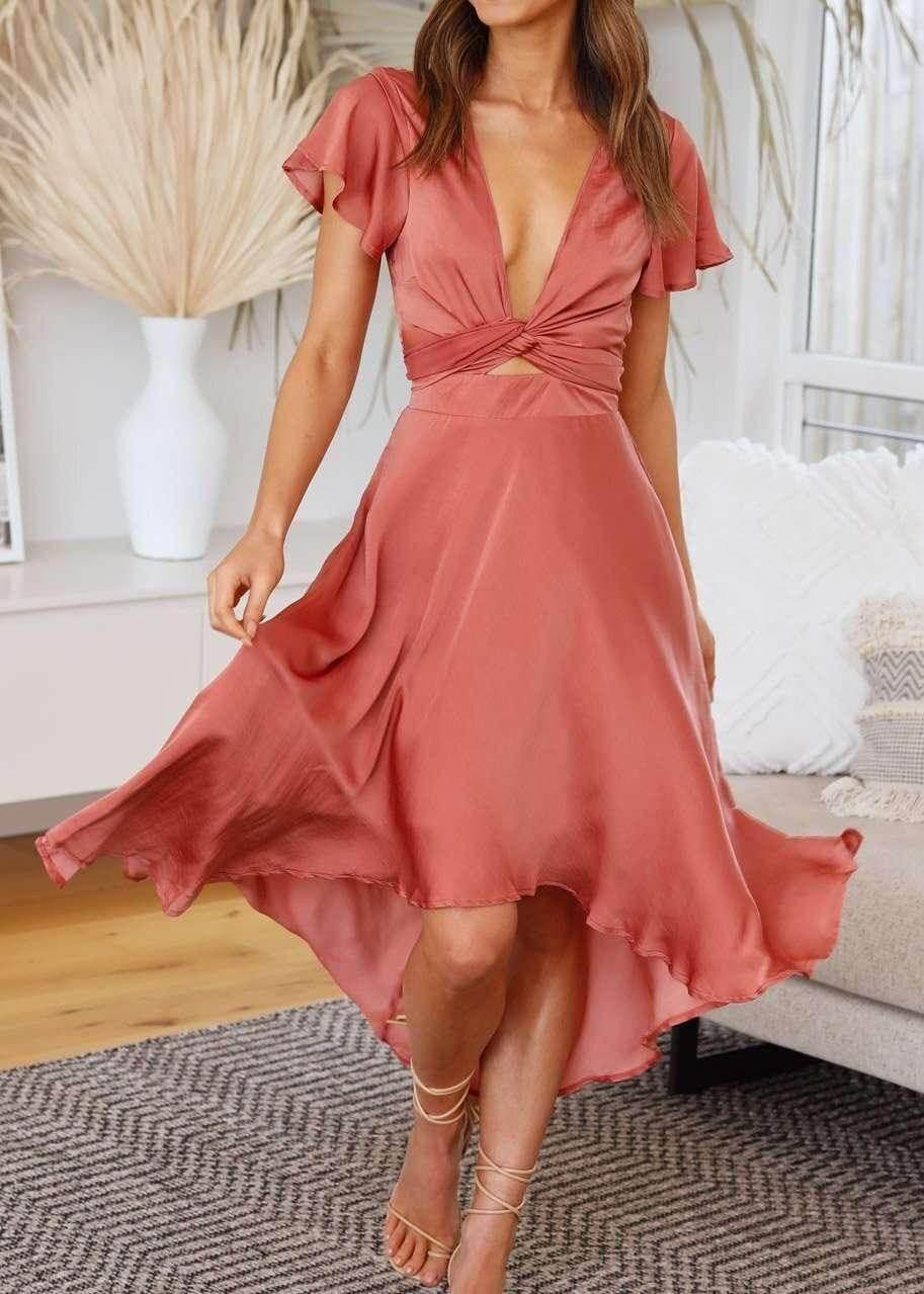 Summer Irregular V-Neck Dress – Light & Breezy - ZA-Zola