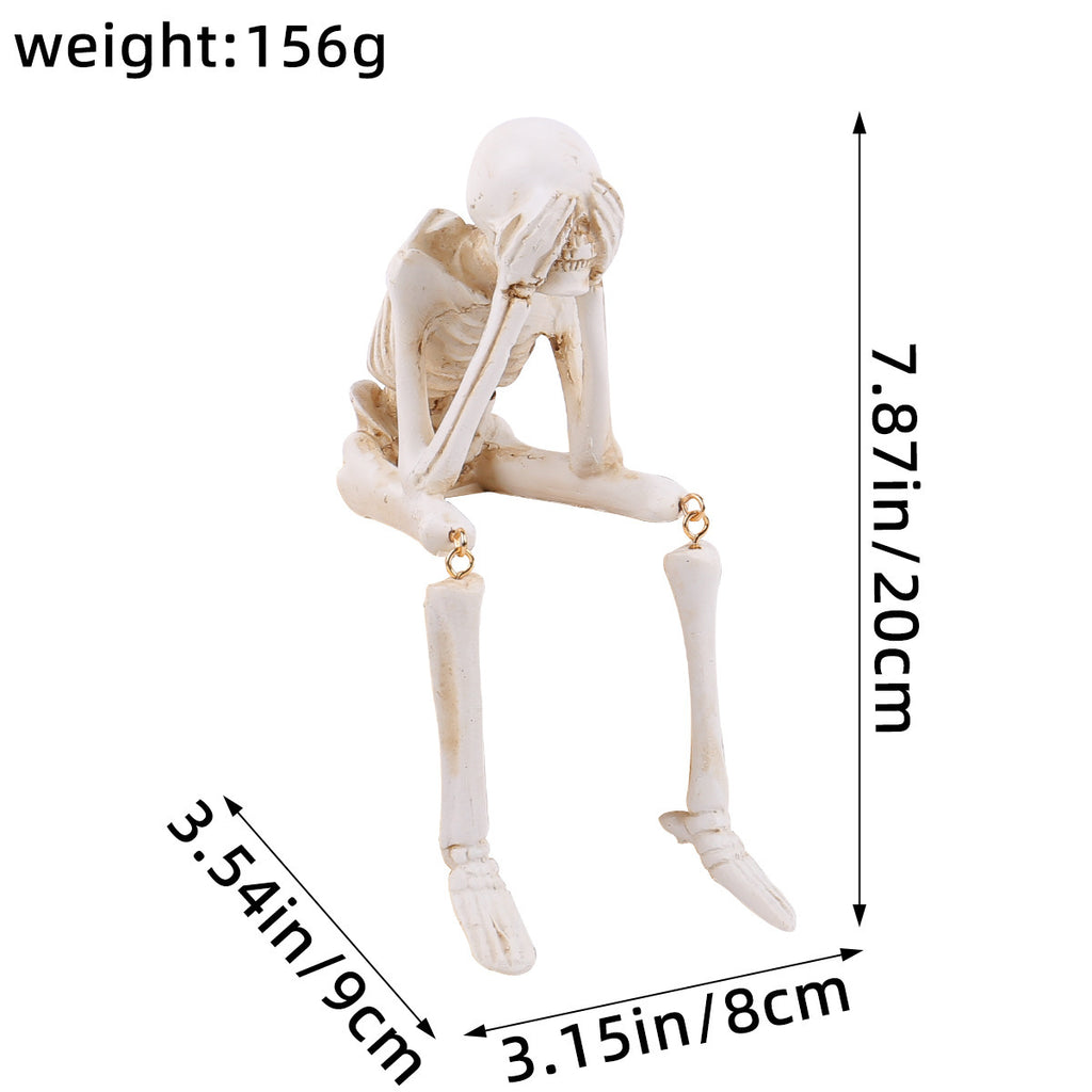 Skeletal figure with measurements on a white background