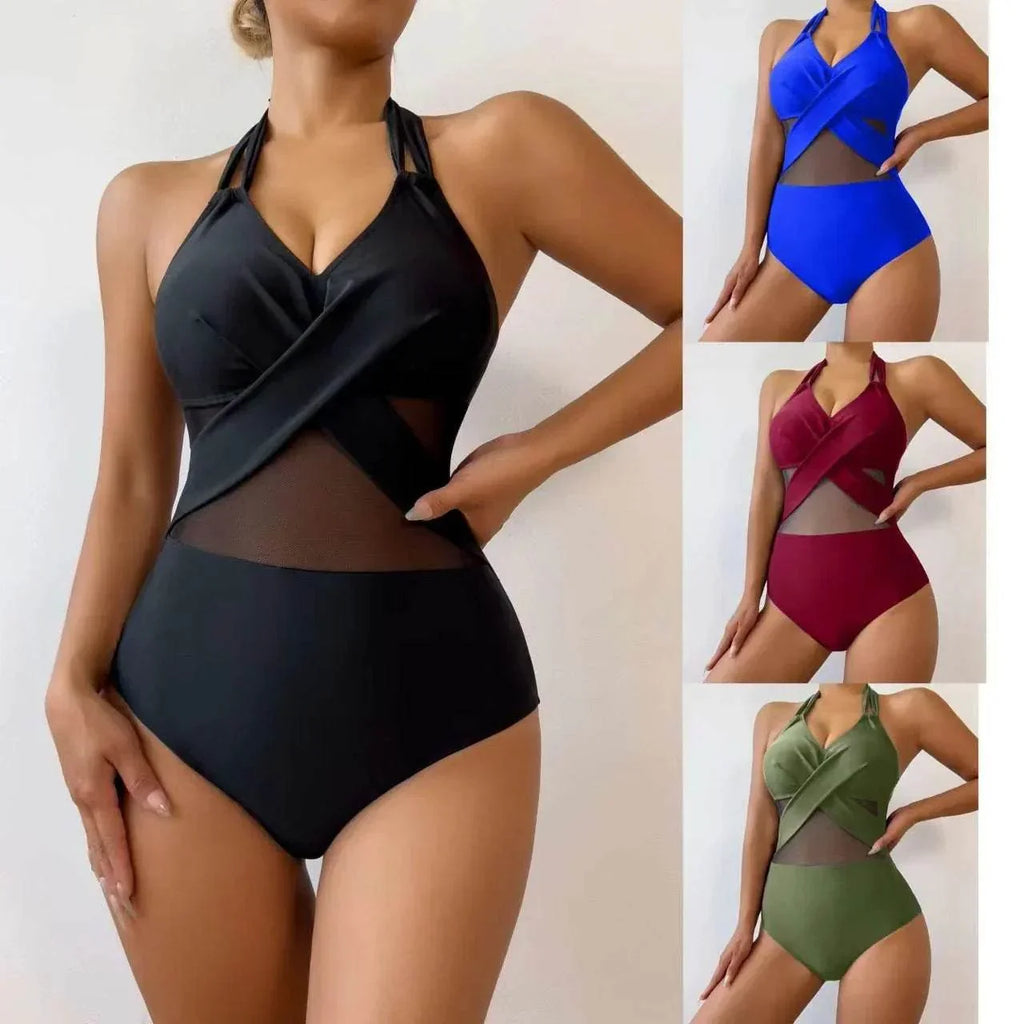 Stylish One-Piece Swimsuit - Solid Color for Women - ZA-Zola