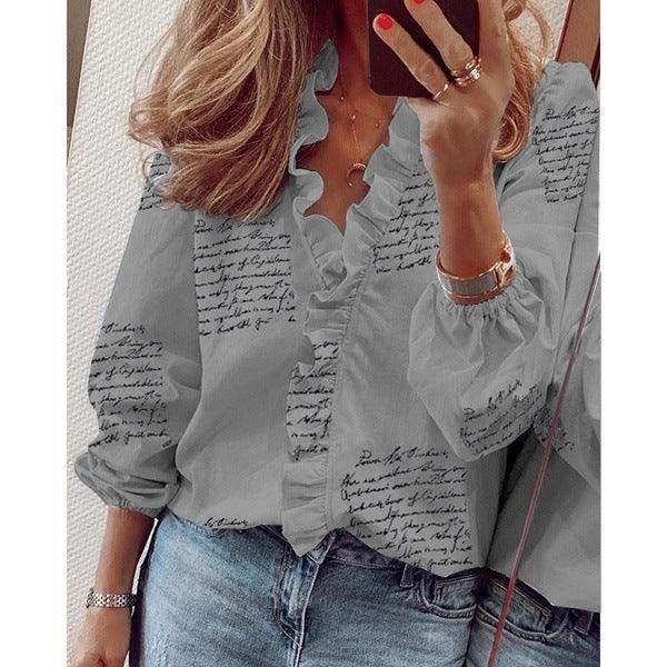 Ruffled Long Sleeve Shirt for Women - ZA-Zola
