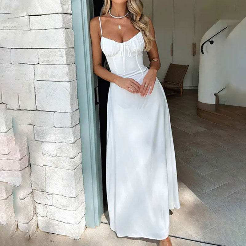 Cross-Border Women's Clothing Elegant Lace-Up Backless A-Line Dress