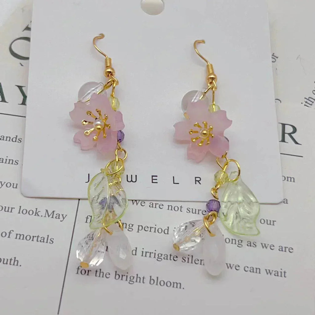 Cherry Blossom Flower Earrings - Elegant Resin Ear Hooks - ZA-Zola