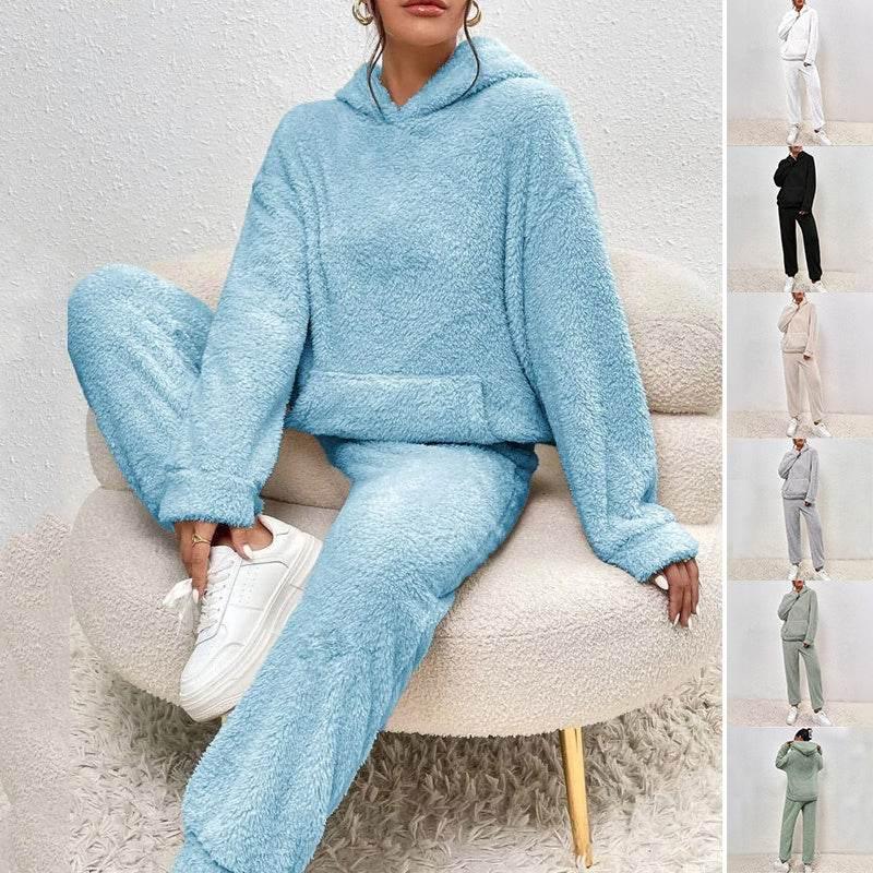 Winter Plush Pajama Set for Women | Warm Hooded Loungewear - ZA-Zola