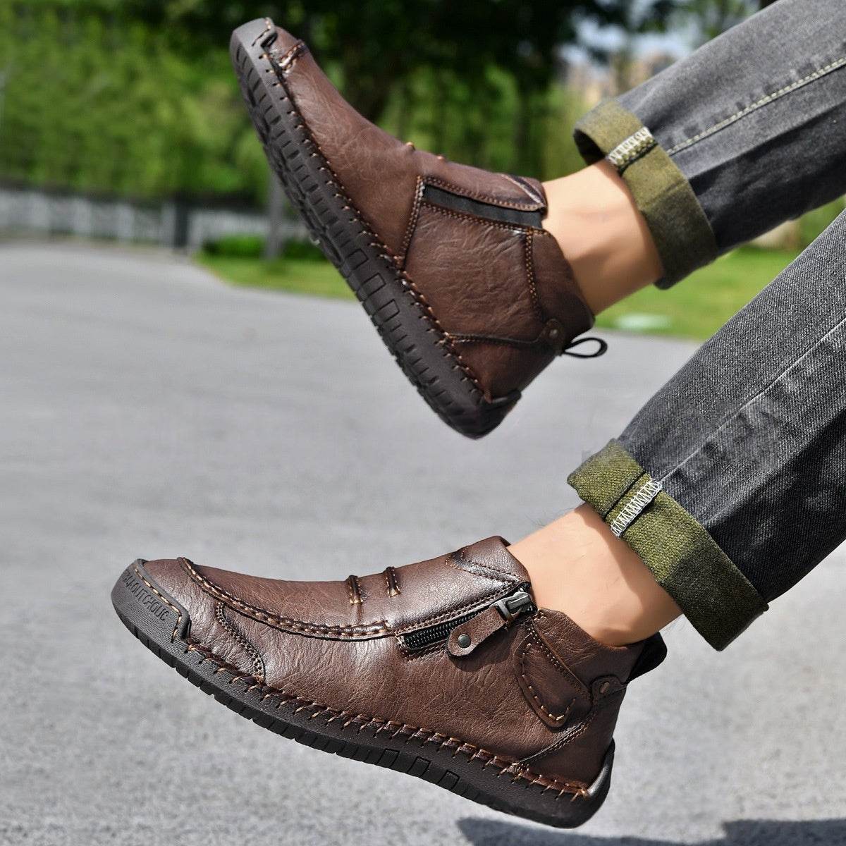 Men’s Flats Ankle Boots | Casual Side Zipper Fashion Shoes - ZA-Zola