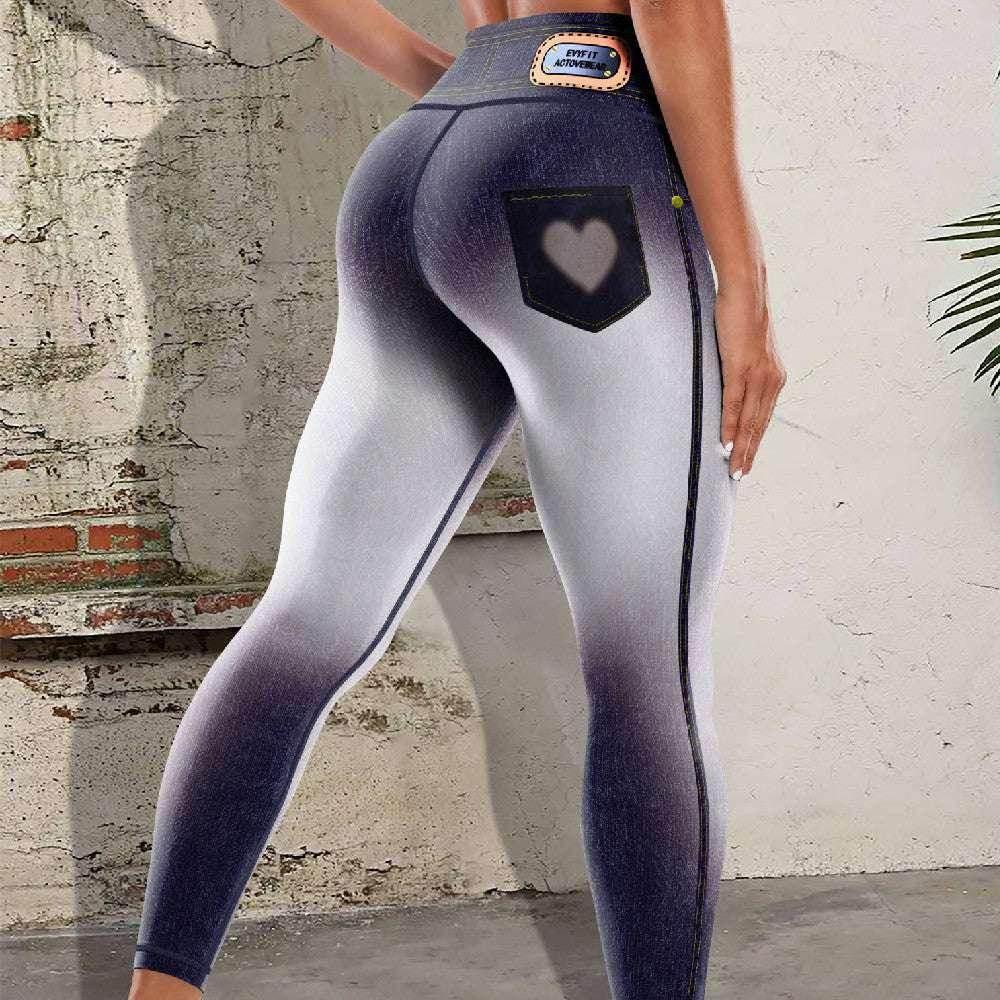 Denim Print Yoga Pants for Women – Stretch Fit - ZA-Zola