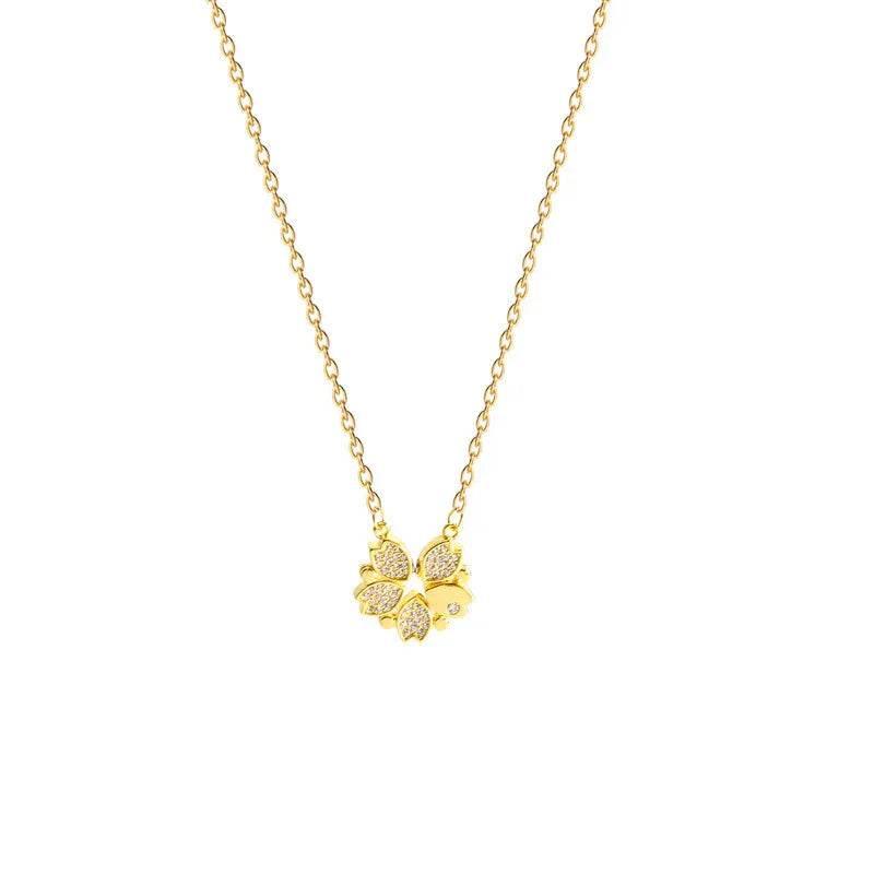 Luxury Four Leaf Clover Pendant Necklace – Crystal Heart Jewelry - ZA-Zola