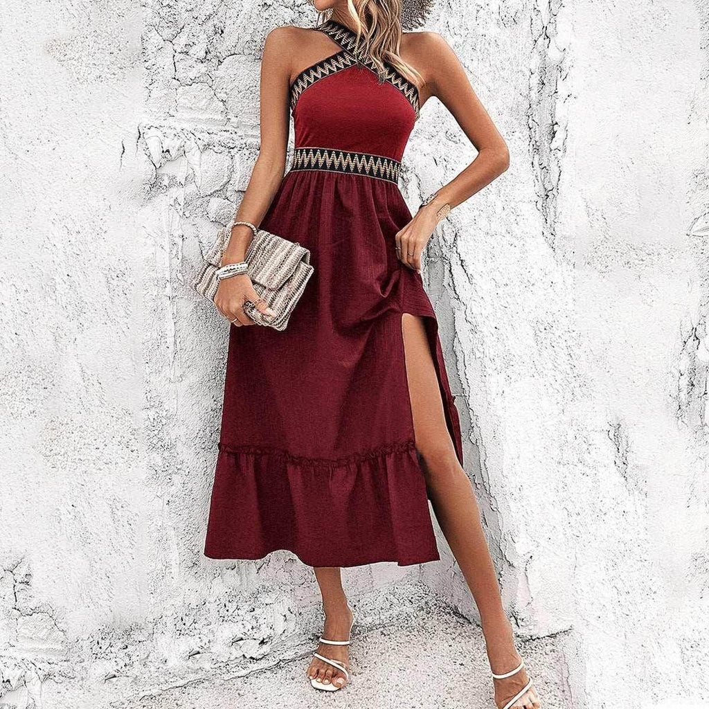 Women's Elegant Halter High Waist Dress - Chic Style - ZA-Zola