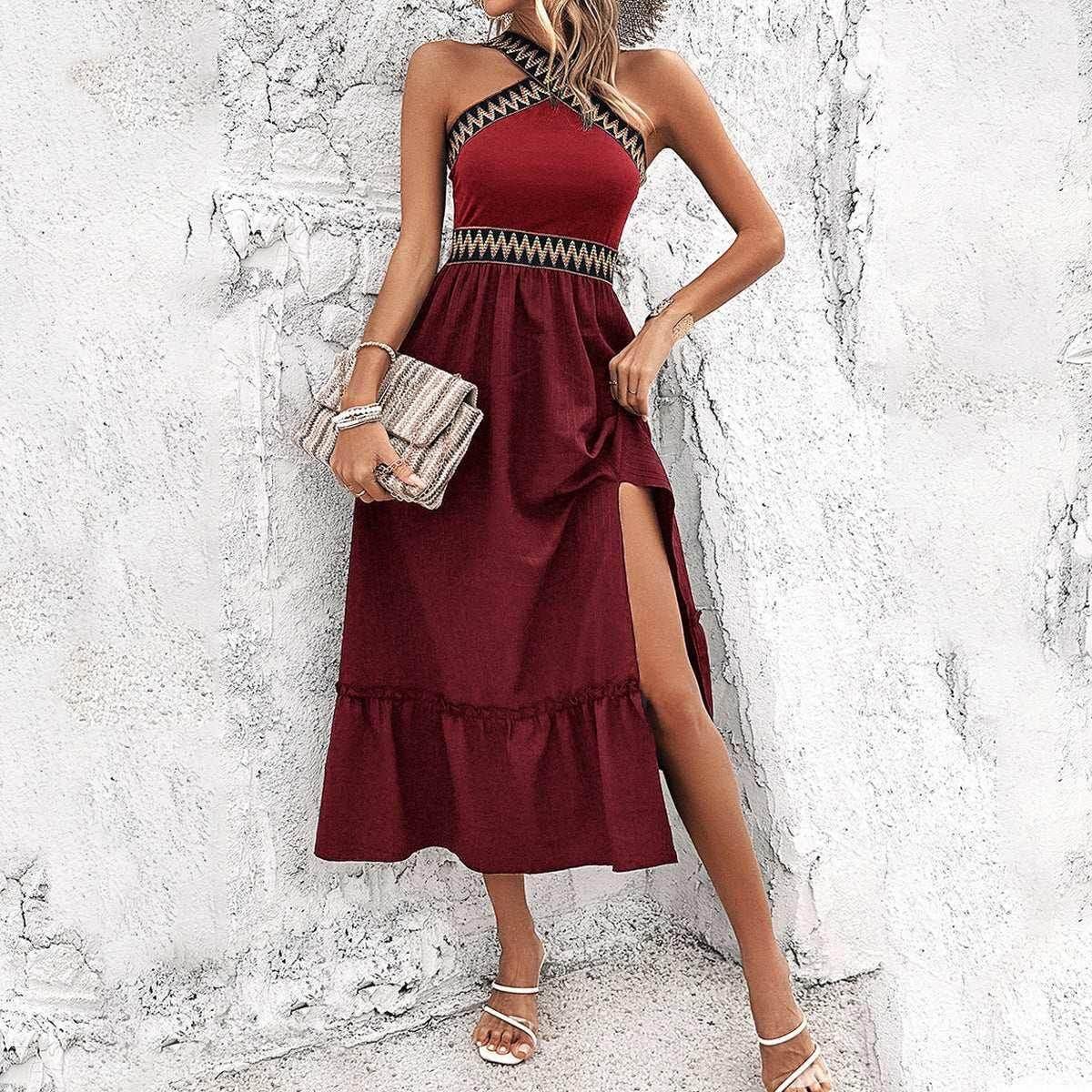 Women's Elegant Halter High Waist Dress - Chic Style - ZA-Zola