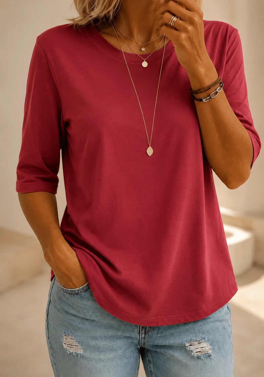 Casual Crew-Neck T-Shirt Women | All-Match Comfortable Top