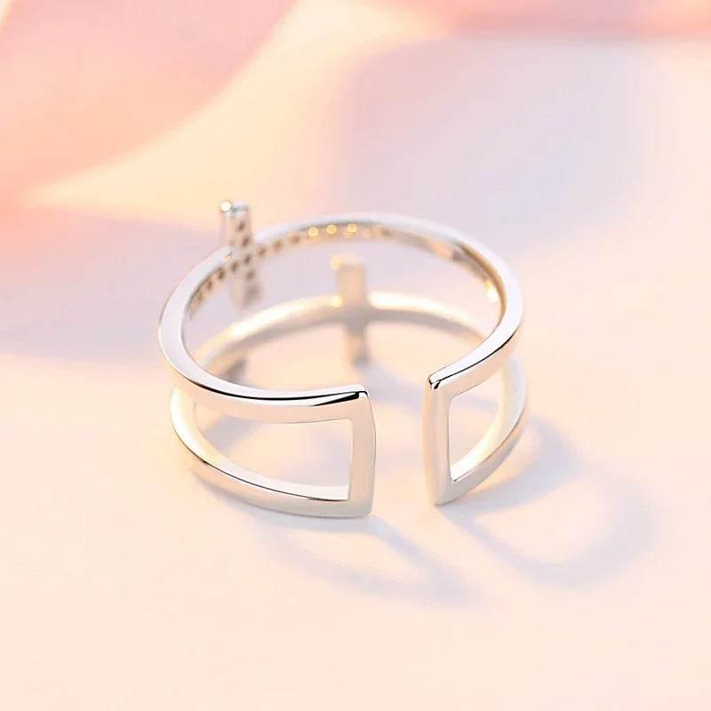 Shop Double Cross Zircon Ring - Adjustable - Buy Now! - ZA-Zola