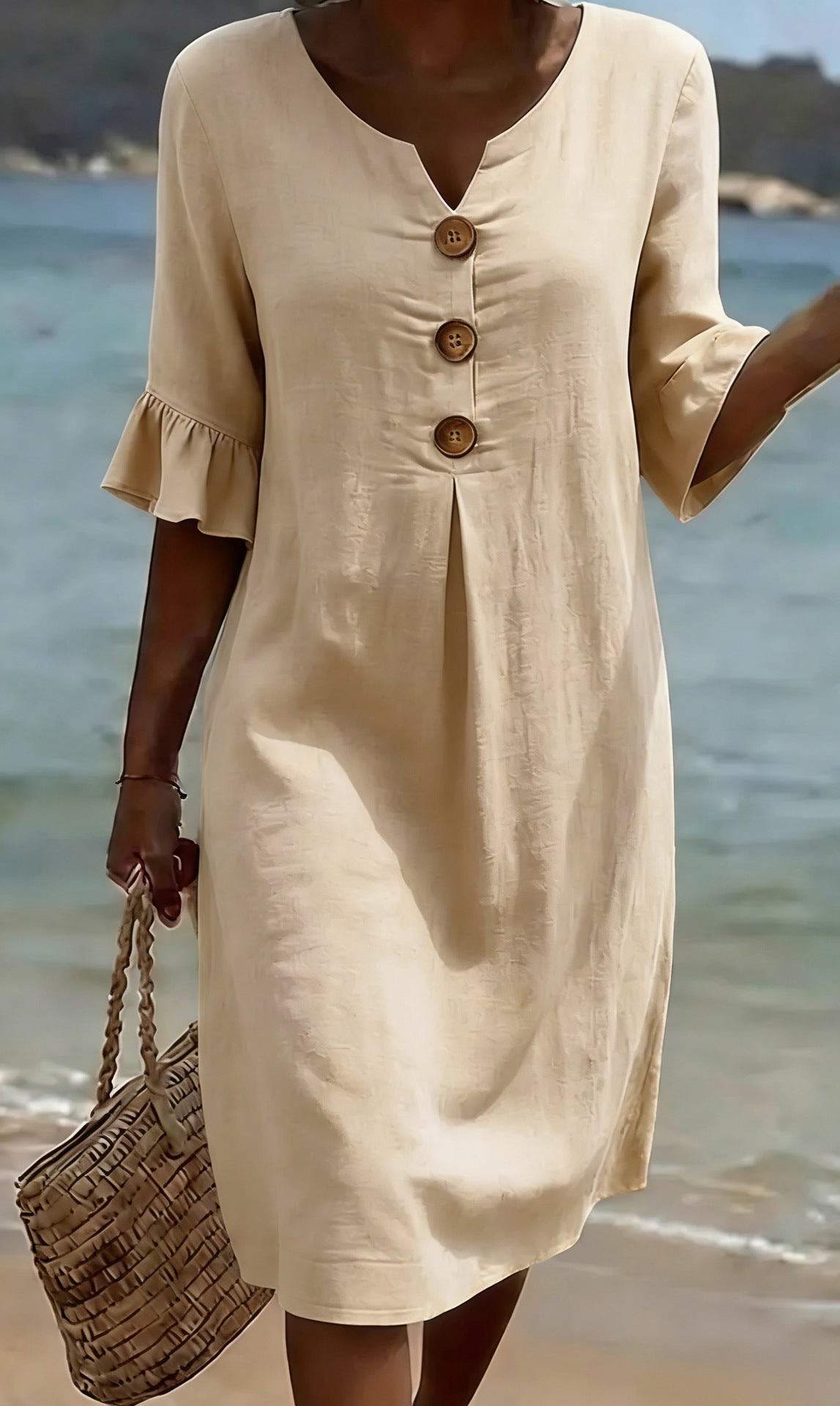 Summer Womens Solid Colored Cotton Dress | Casual A-Line Short Dress for Women