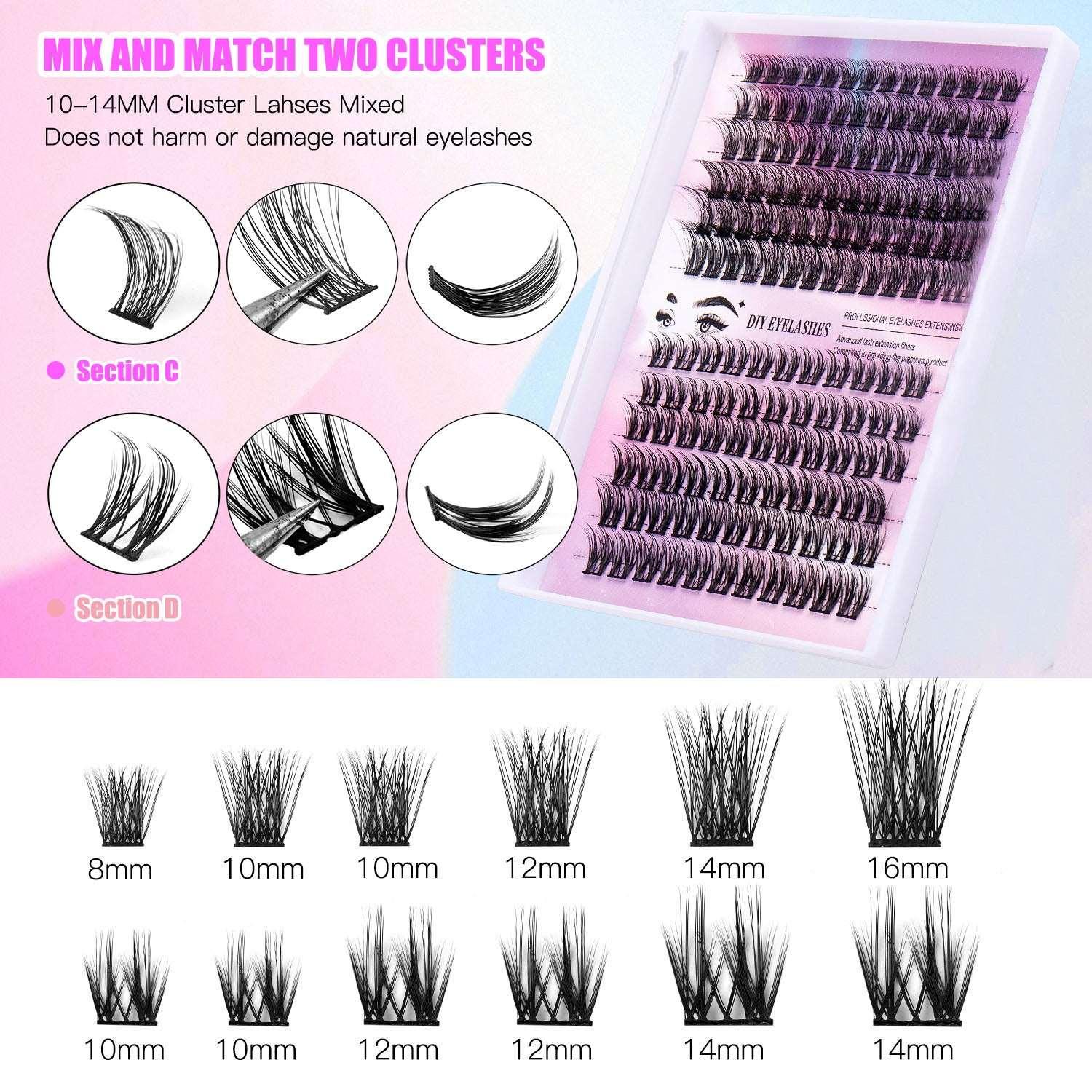 Segmented Cluster Lashes – 12 Rows, 150 Lash Clusters - ZA-Zola