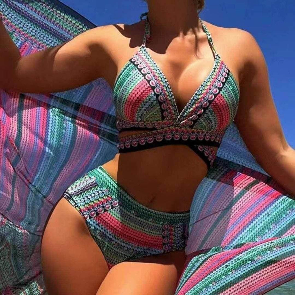 Retro Ethnic Style Cross Strap Bikini | ZA-Zola - ZA-Zola