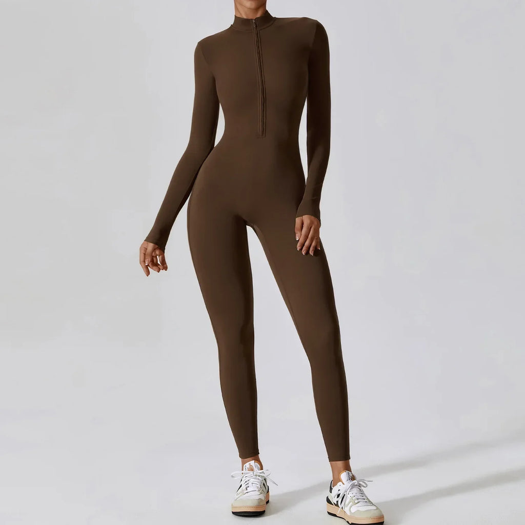 Women Zipper Yoga Jumpsuit Long Sleeve Sportswear - ZA-Zola