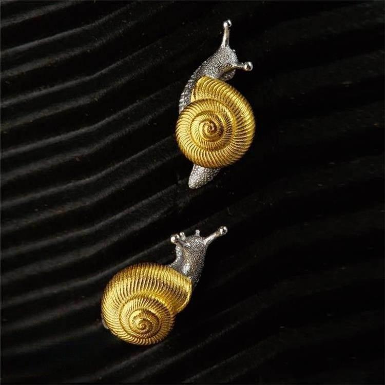 Gold Snail Ear Studs – Unique Carved Earrings for Women - ZA-Zola