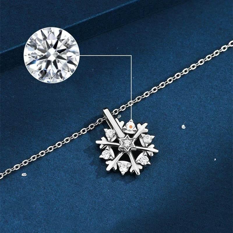 Rotatable 925 Silver Snowflake Necklace – Shop Now - ZA-Zola