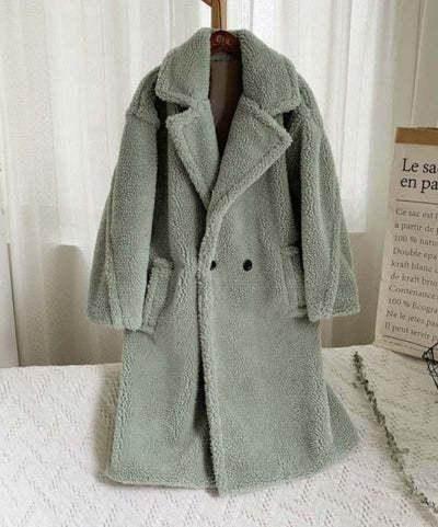 Lapel Lamb Fleece Coat with Pockets – Women’s Winter Coat - ZA-Zola