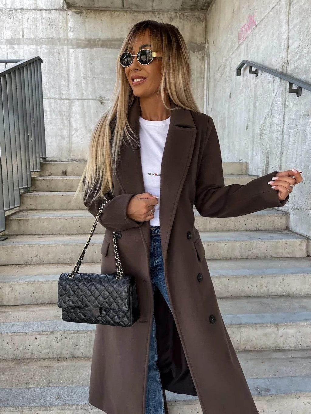 Women’s Double-Breasted Lapel Jacket With Belt Winter Coat - ZA-Zola