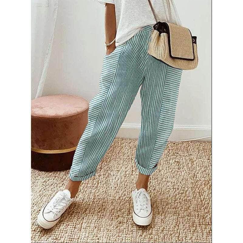 Striped Summer Loose Pants – Women’s Casual Trousers - ZA-Zola