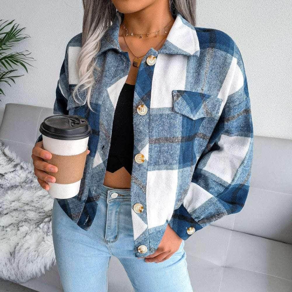 Plaid Lapel Cropped Jacket – Shop Now! - ZA-Zola